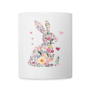 Fleurs de lapin de Pâques Coeurs de printemps - Mug blanc - blanc - Devant