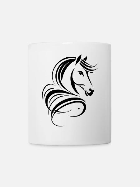 Abstract Stylized Horse Drawing - Mug - white