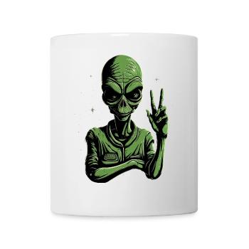 Alien Peace Sign - Tasse - Weiß - Vorne