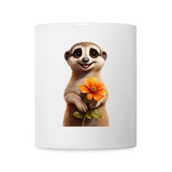 Suricate avec fleur - Mug blanc - blanc - Devant