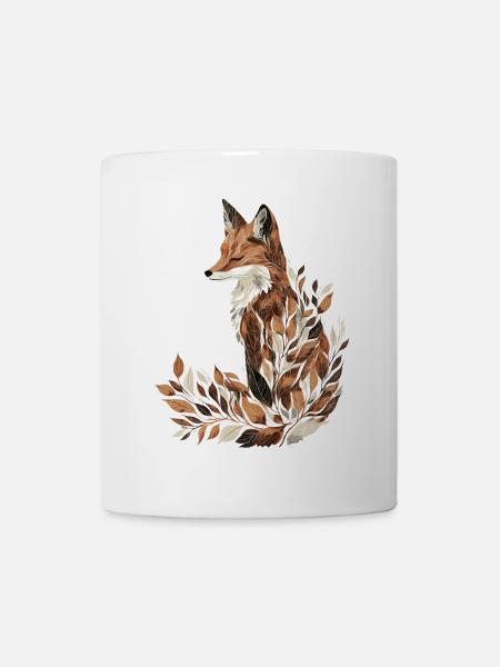 Fuchs Herbst Blätter Laub - Tasse - Weiß