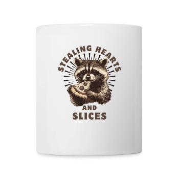 Waschbär isst Pizza - Tasse - Weiß - Vorne