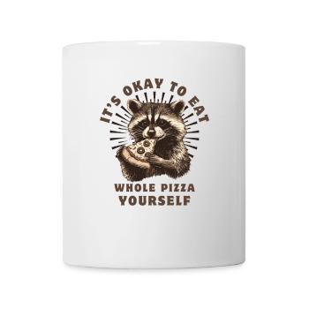 Waschbär isst Pizza - Tasse - Weiß - Vorne