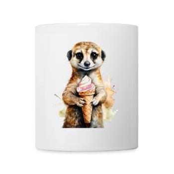 Erdmännchen, das ein Eis isst - Tasse - Weiß - Vorne