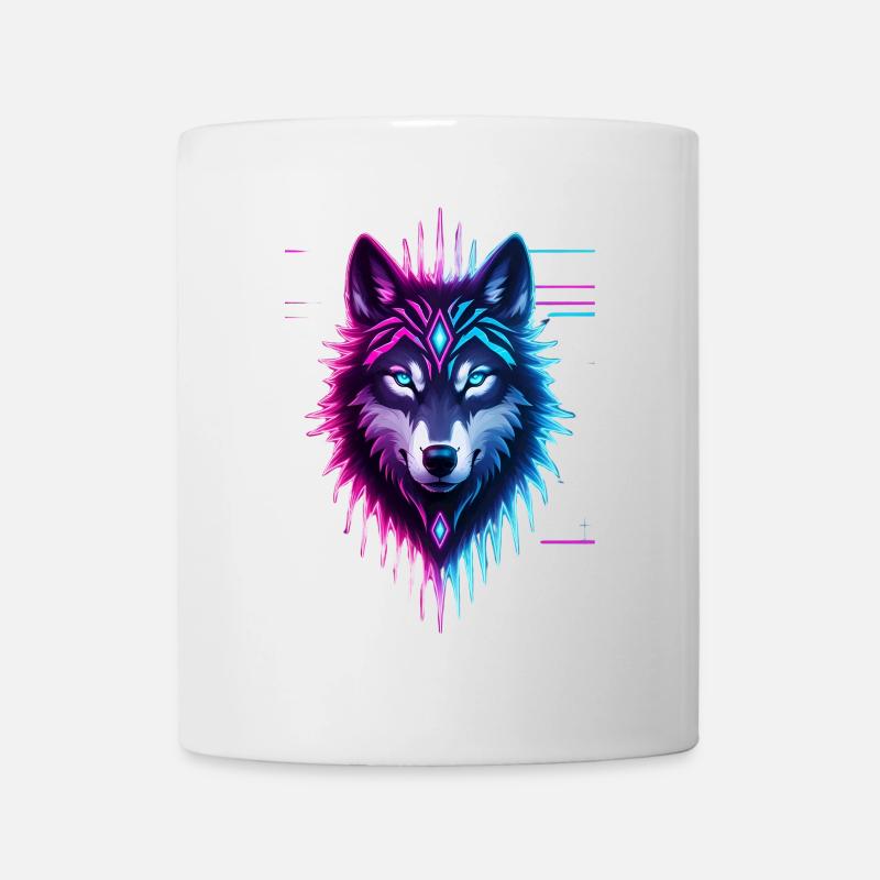 Neon-Wolf Kristallkrone - Tasse - Weiß