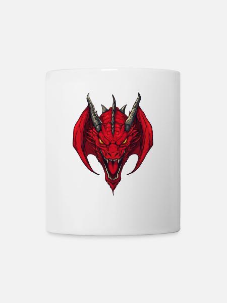 Roter Drachenkopf Frontansicht - Tasse - Weiß