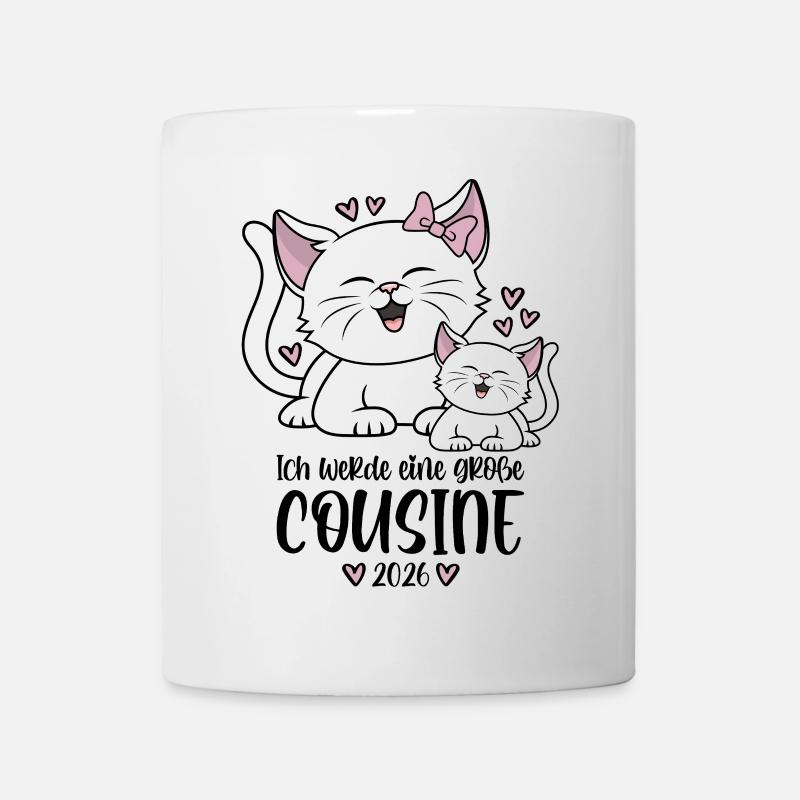 Große Cousine 2026 Kätzchen Katze Katzen Kinder - Tasse - Weiß