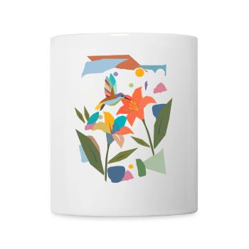 Colibri coloré avec fleur - Motif de nature coloré - Mug blanc - blanc - Devant