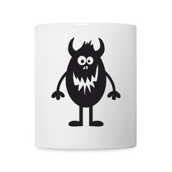 Mignon monstre heureux avec des cornes style dessin animé - Mug blanc - blanc - Devant