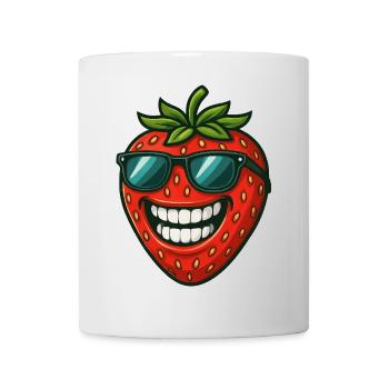 Cool strawberries with sunglasses summer fruit fun - Mug - white - Front