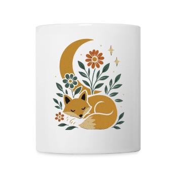 Nighttime Fox and Floral Harmony Design - Mug - white - Front