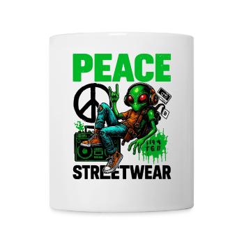 Alien with Peace Boombox - Mug - white - Front