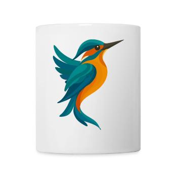 Stilisierter Eisvogel-elegante Form in Blau-Orange - Tasse - Weiß - Vorne