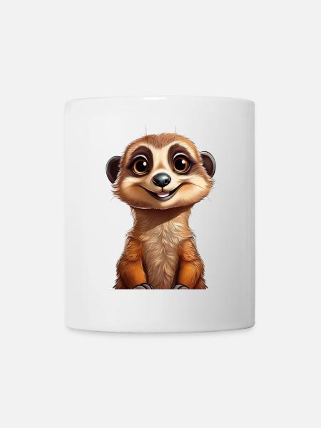 Niedliches, glückliches Erdmännchen - Tasse - Weiß