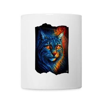 Mystical lynx wildcat in firelight - Mug - white - Front