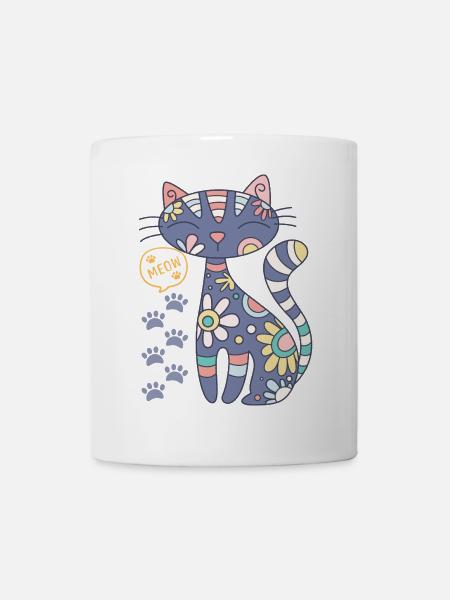 Mandala Katze - Tasse - Weiß