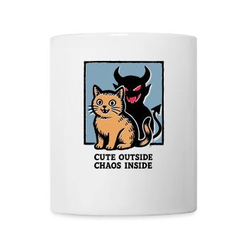 Mignon Extérieur Chaos À L’intérieur Diabolique Chat Drôle Chemise - Mug blanc - blanc - Devant