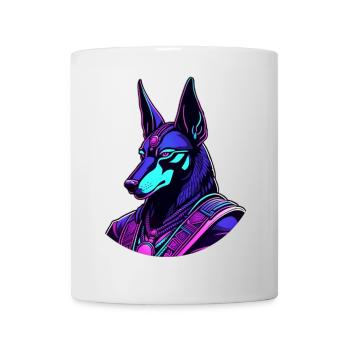 Futuristischer Anubis im Neon-Look - Tasse - Weiß - Vorne