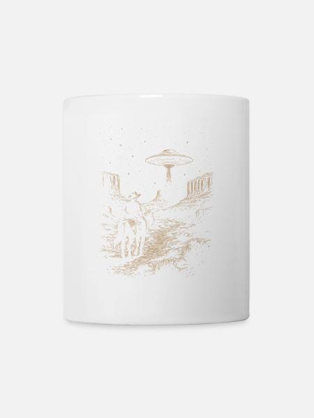 Cowboy Wester Ufo Country 2025 Tendance Rétro Vintage - Mug blanc - blanc