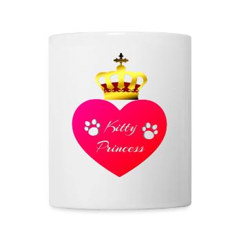 Kitty Princess, Herzen, Tier Tatzen - Tasse - Weiß - Vorne