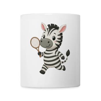 Zèbre mignon jouant au tennis enfants joie - Mug blanc - blanc - Devant