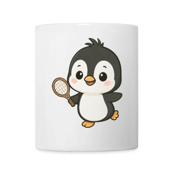 Cute Penguin Tennis Player Cartoon Chibi Sport - Mug - white - Front
