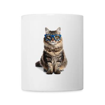 Getigerte Katze m blauer Brille – Good Pet Edition - Tasse - Weiß - Vorne