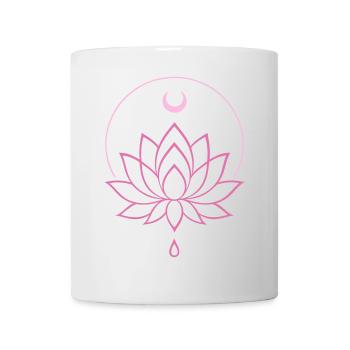 Lotus & Mond - Spirituelles Yoga Design in Rosa - Tasse - Weiß - Vorne