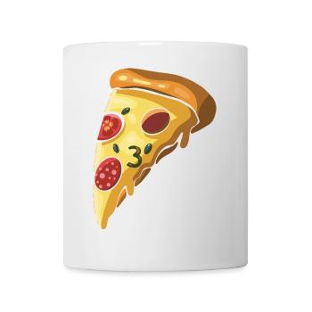 Pizza Italien Käse Cartoon Illustration - Tasse - Weiß - Vorne