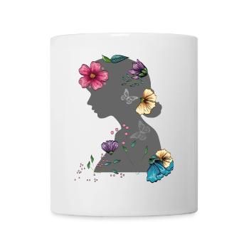 Girl with flowers in her hair Flower Power - Mug - white - Front