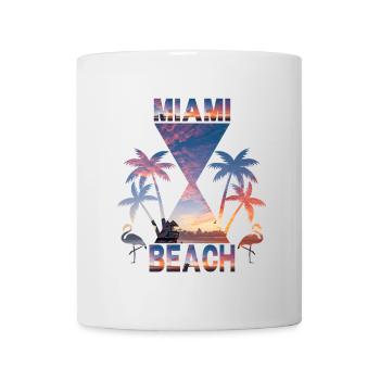 Miami Beach Sunset Silhouette Design - Mug - white - Front