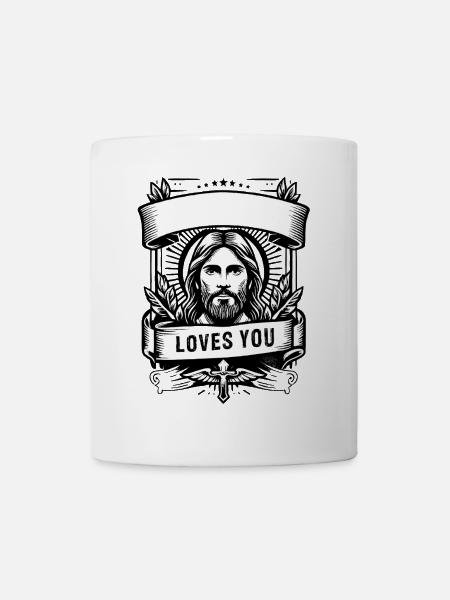 jesus loves you mit Schleife - Tasse - Weiß