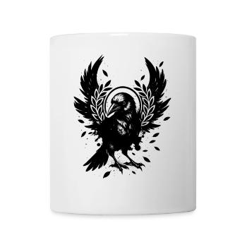 Corbeau stylisé – motif mystique noir et blanc - Mug blanc - blanc - Devant