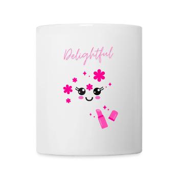 Delightful mit niedlichem Kawaii-Gesicht Lipstick - Tasse - Weiß - Vorne