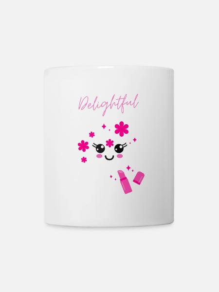Delightful mit niedlichem Kawaii-Gesicht Lipstick - Tasse - Weiß