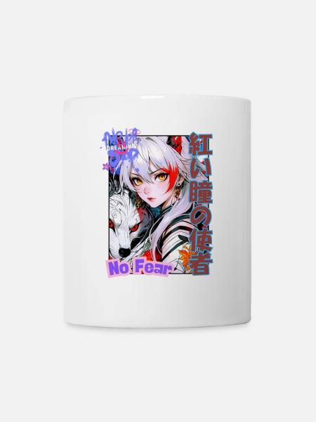 Spirit Fox Woman/Japanese Anime Fox Art - Mug - white