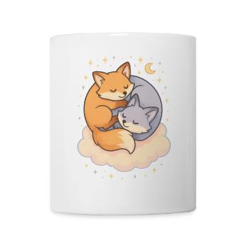 Cuddling Foxes Kawaii - Mug - white - Front