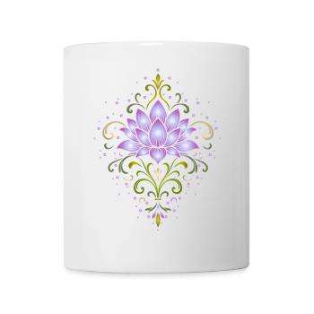 Ornamentale Lotusblüte in Violett & Grün - Tasse - Weiß - Vorne