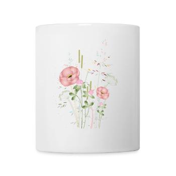 Zarte Sommerwiese mit Blumen in Pastell - Tasse - Weiß - Vorne