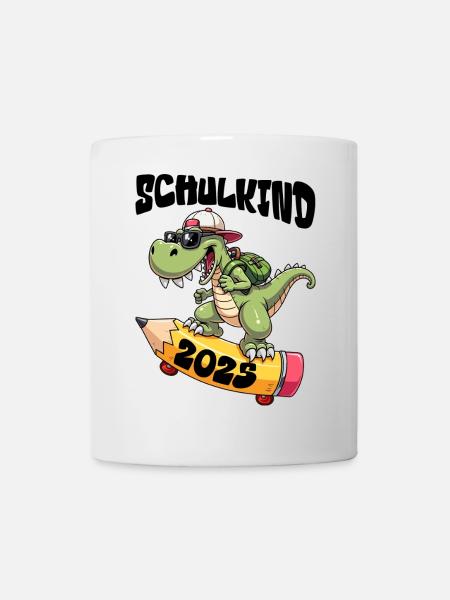 Schulkind Alligator mit Skateboard 2025 - Tasse - Weiß