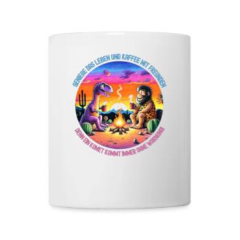 Camping de dinosaures et de lions - Mug blanc - blanc - Devant