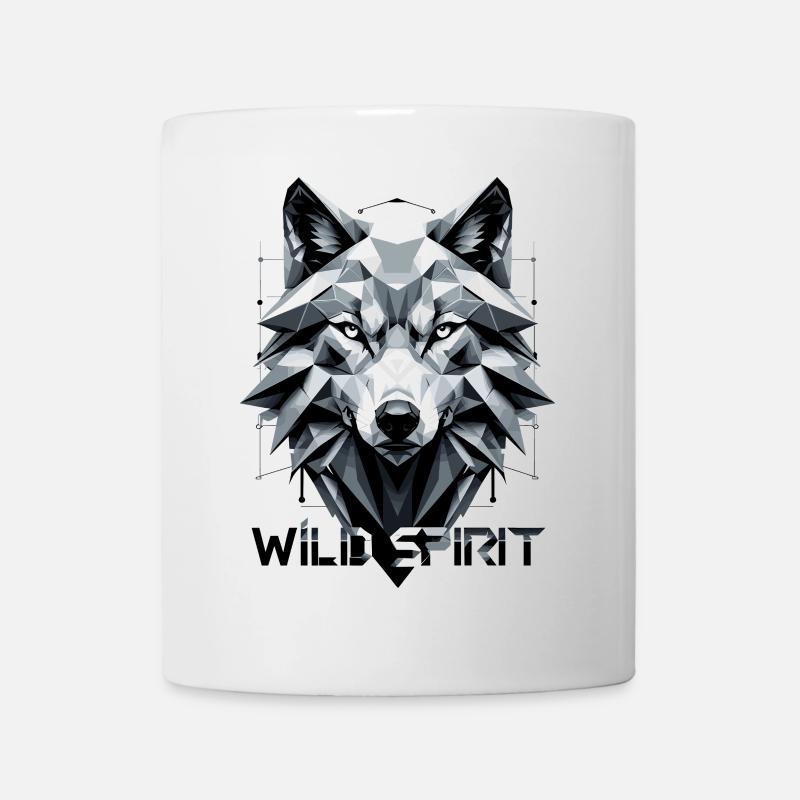 Geometric Wolf Tribal Design - Mug - white