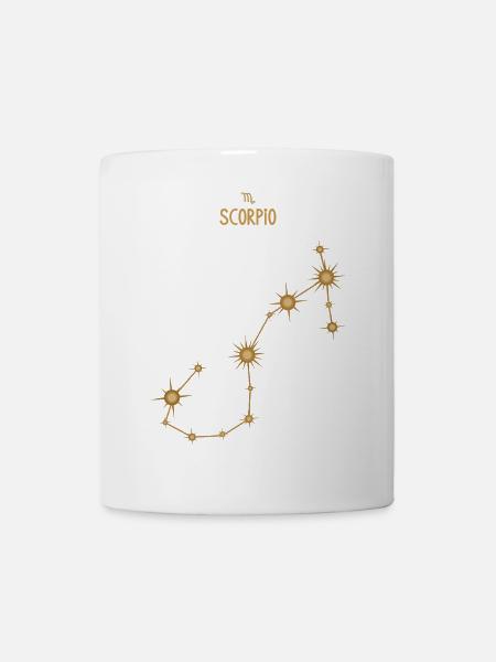 Scorpio Zodiac Sign Star Constellation Golden Tone - Mug - white