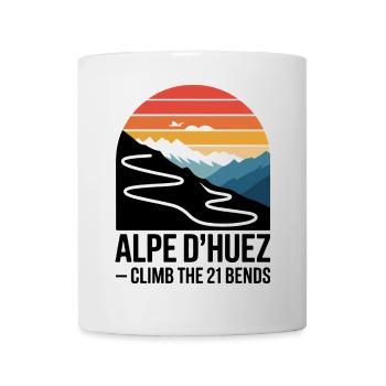 Alpe d'Huez 21 Kurven Straßenradsport Kunst - Tasse - Weiß - Vorne