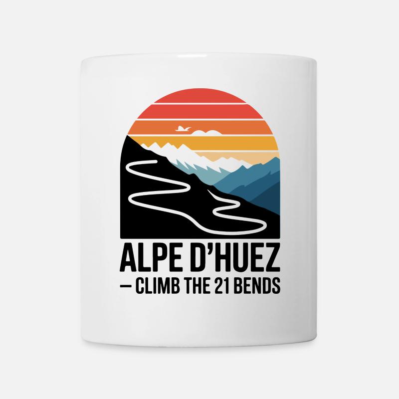Alpe d’Huez 21 virages Cyclisme sur route Art - Mug blanc - blanc