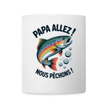 Papa allez! Nous pêchons ! Truite sautante - Mug blanc - blanc - Devant