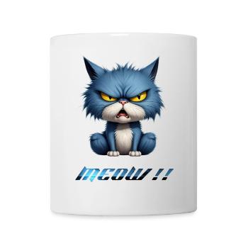 Wütende blaue Katze Pixel Miauen - Tasse - Weiß - Vorne