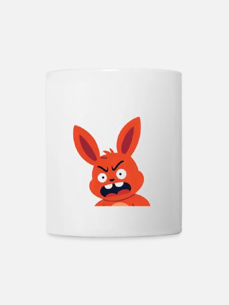 Angry Red Bunny Cartoon - Mug - white