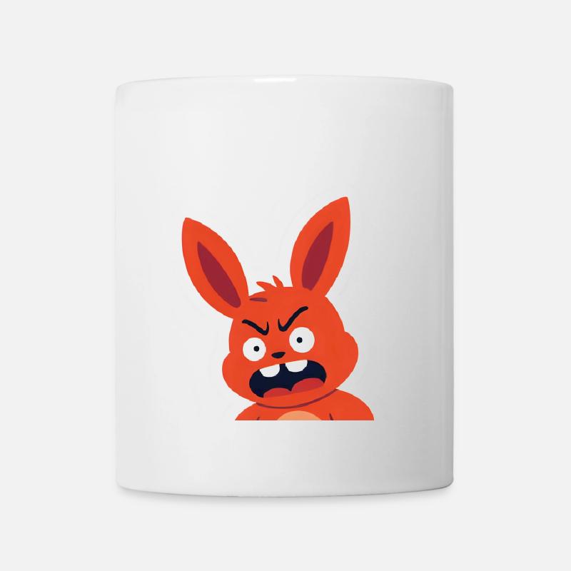 Dessin animé de lapin rouge en colère - Mug blanc - blanc