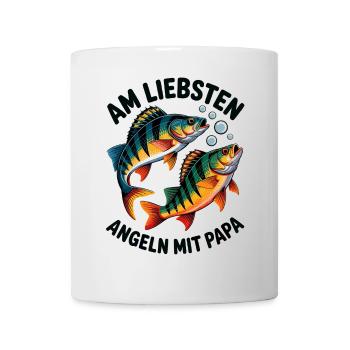 Angeln mit Papa, springende Barsche - Tasse - Weiß - Vorne